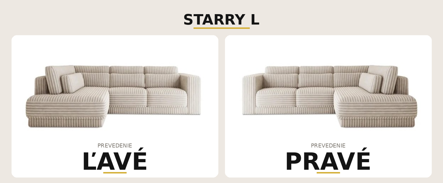 Sedacia súprava STARRY L – ľavé a pravé prevedenie